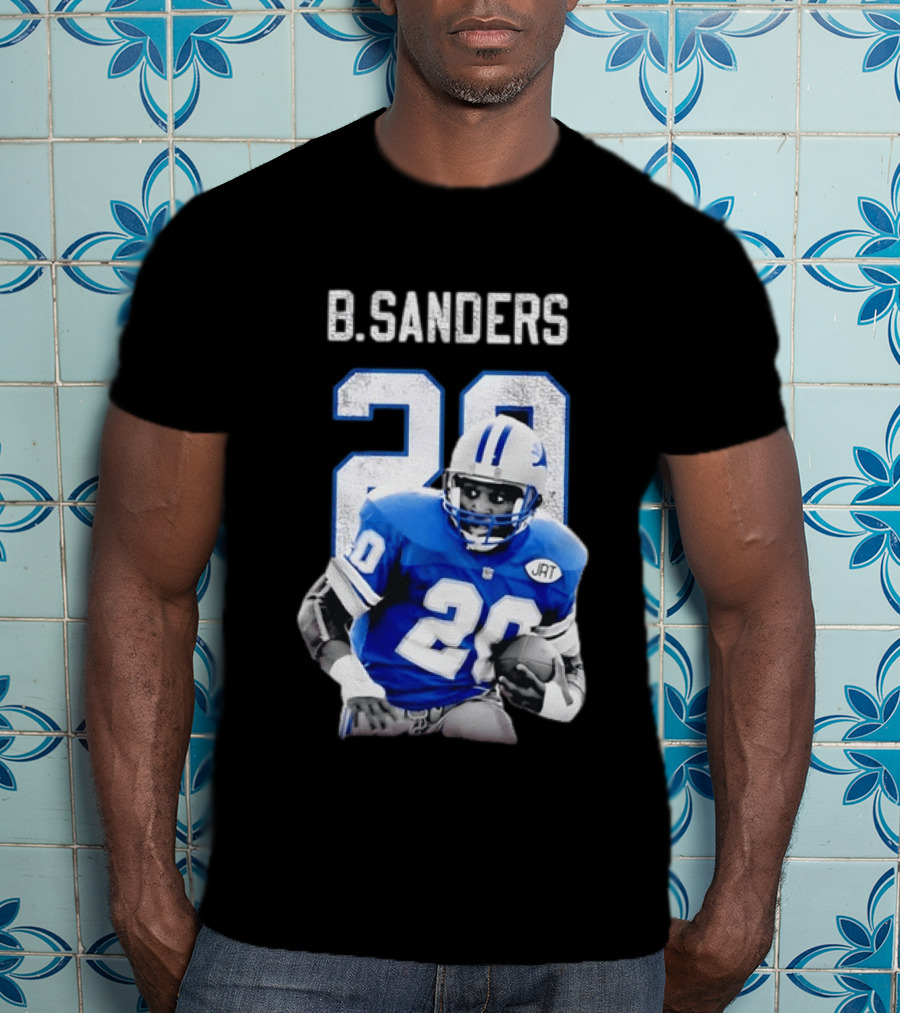 B Sanders 20 Detroit Lions Blue Football Jersey T-Shirt