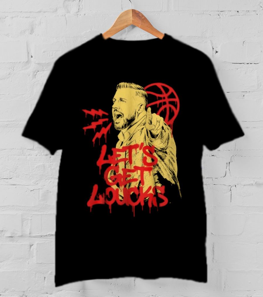 Let's Get Loucks Basketball Coach Sports Red Dripping T-Shirt