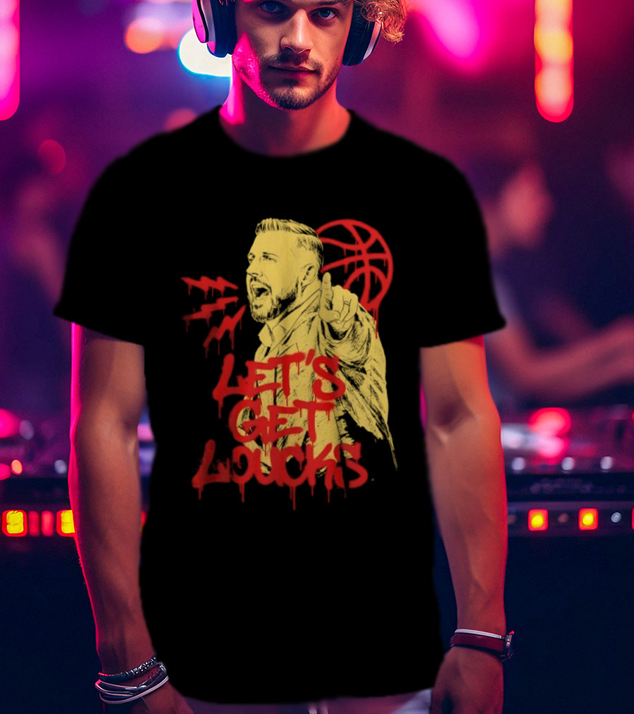 Let's Get Loucks Basketball Coach Sports Red Dripping T-Shirt