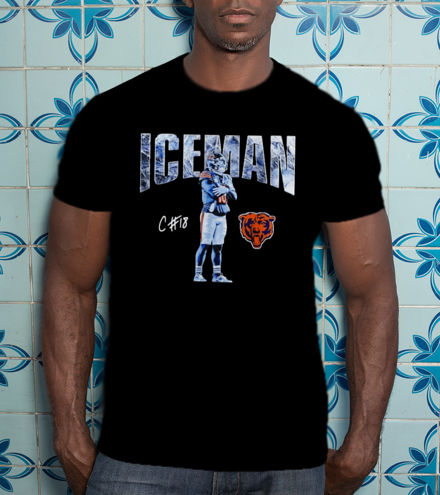 Caleb Williams Chicago Bears Iceman C Number 18 Bear T-Shirt