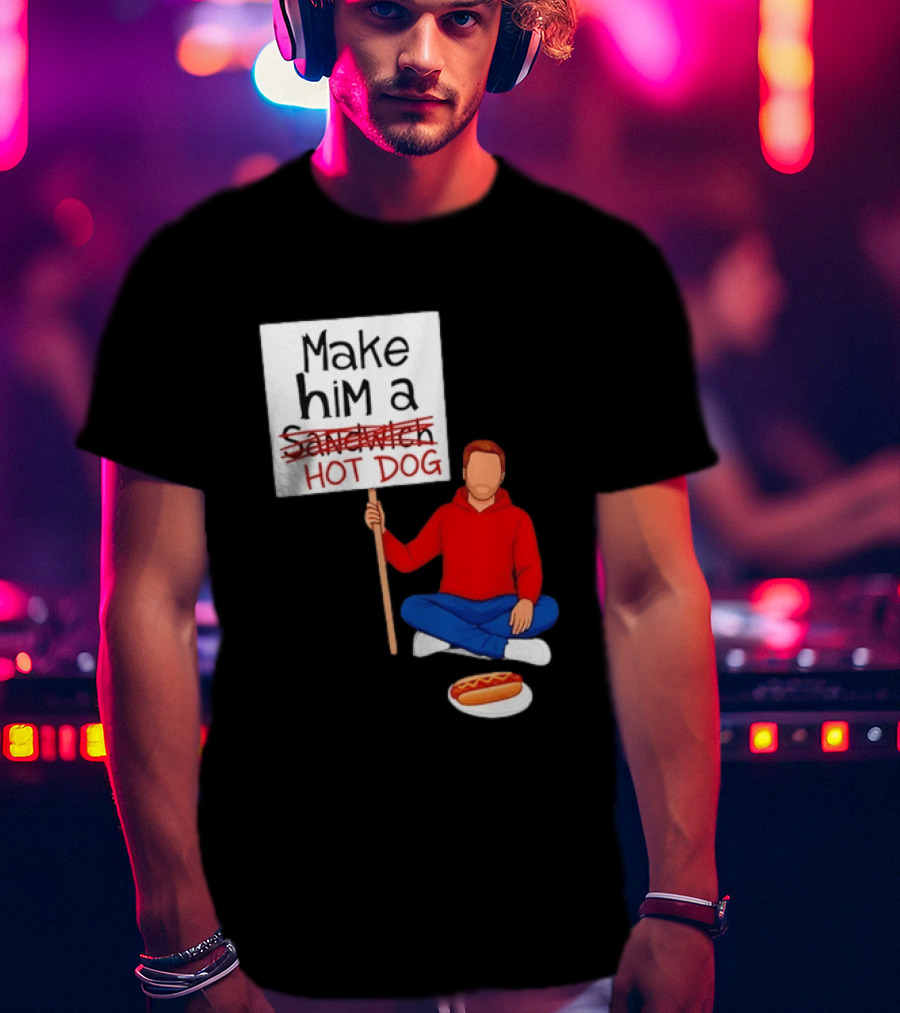 Candace Owens Make Him A Hot Dog Sign Sitting Man With Hot Dog T-Shirt