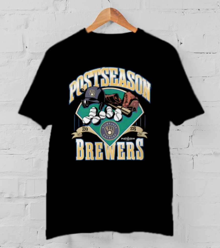 Milwaukee Brewers Postseason 2026 Baseball Helmet Bat Balls T-Shirt