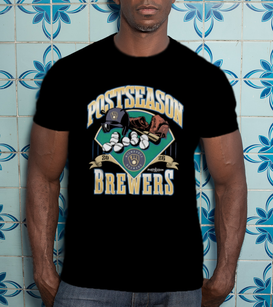 Milwaukee Brewers Postseason 2026 Baseball Helmet Bat Balls T-Shirt