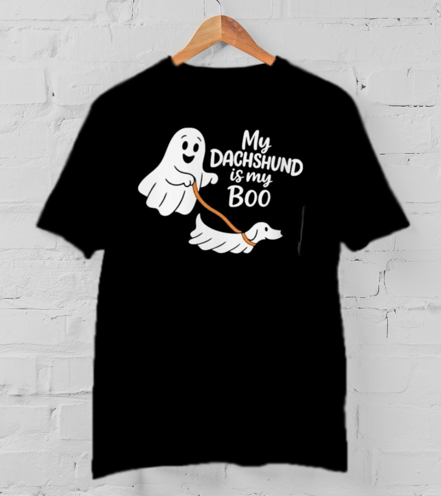 Playful Halloween Ghost Dog My Dachshund Is My Boo T-Shirt