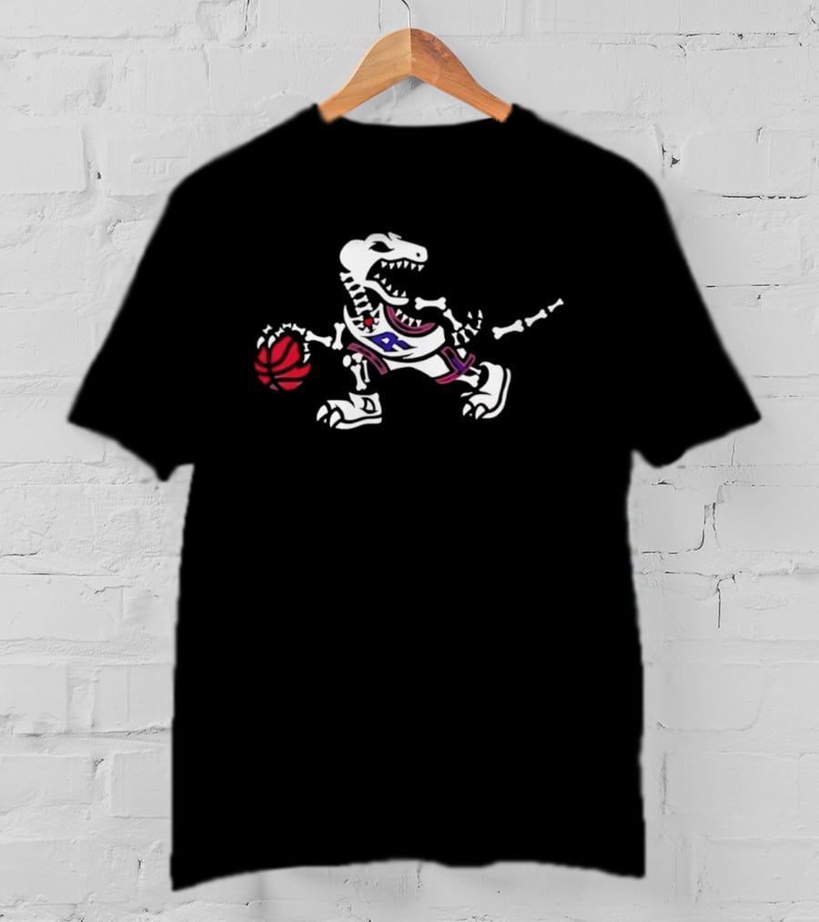 Toronto Raptors Skeleton Dinosaur Raptor Basketball Dribbling T-Shirt