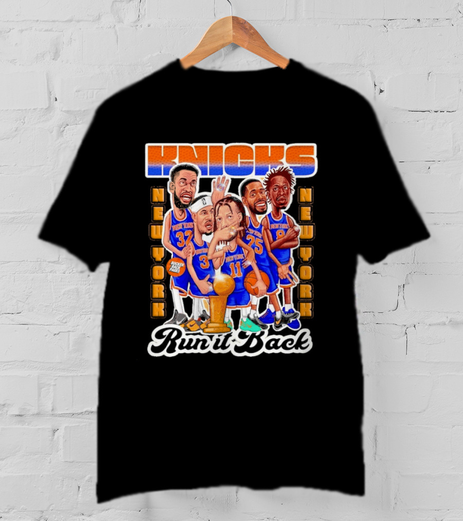 NY Knicks New York Run It Back Players 32 3 11 25 8 Bocker Back Pages T-Shirt