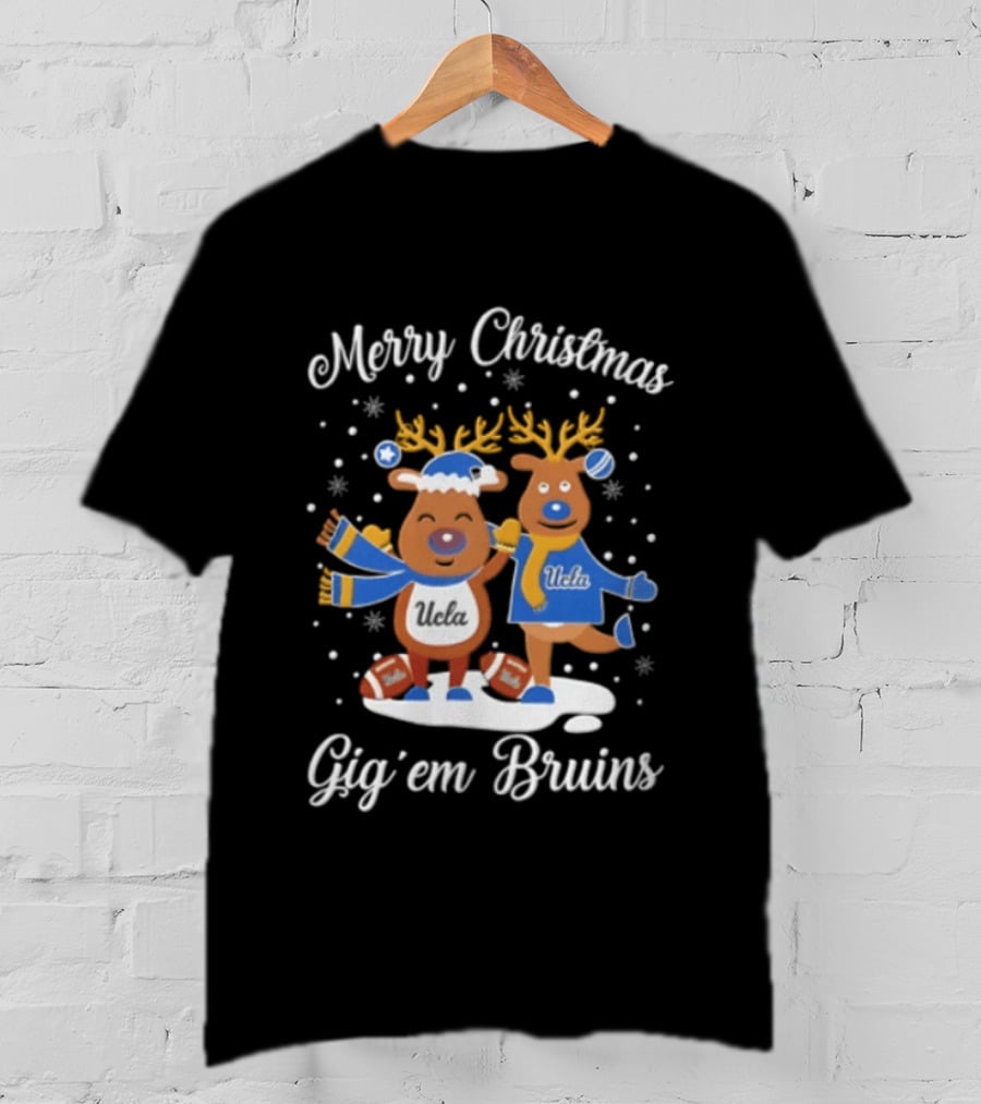 Merry Christmas UCLA Bruins Gig'em Reindeer Football Holiday 2026 T-Shirt