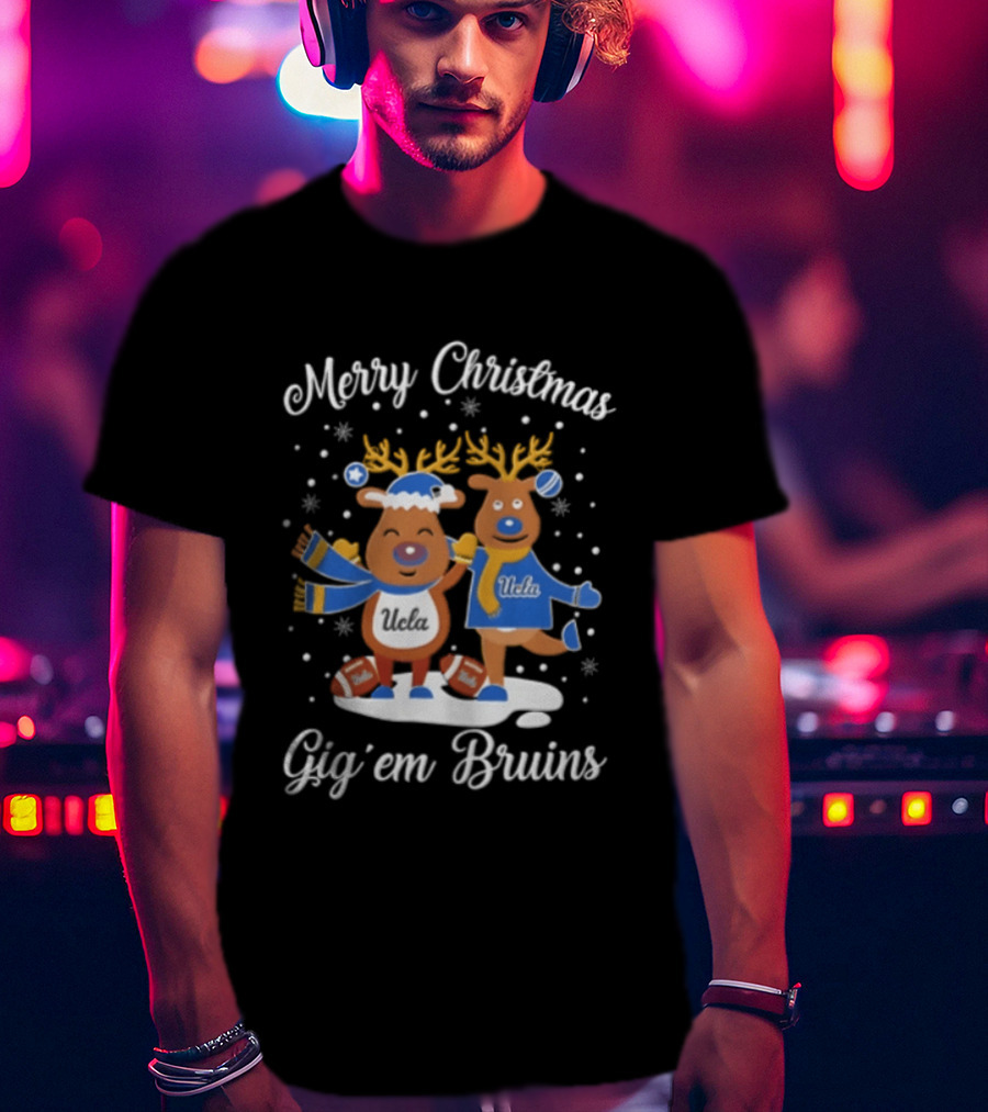 Merry Christmas UCLA Bruins Gig'em Reindeer Football Holiday 2026 T-Shirt