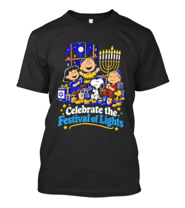 Peanuts Gang Hanukkah Celebration Festival Of Lights Menorah T-Shirt