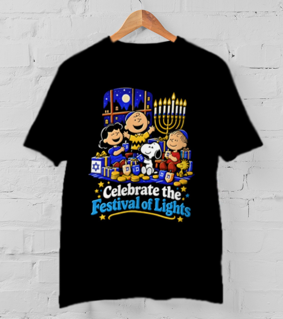 Peanuts Gang Hanukkah Celebration Festival Of Lights Menorah T-Shirt