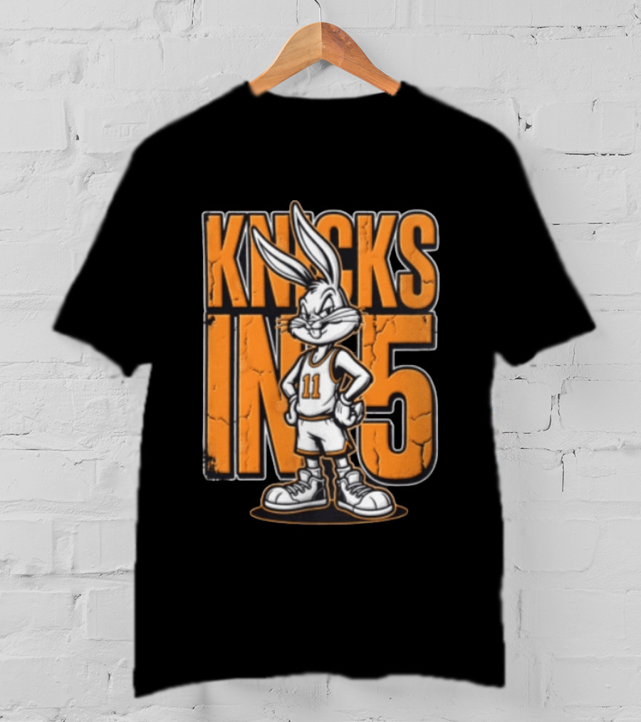 Jalen Brunson Knicks In 5 Bugs Bunny Basketball Cartoon T-Shirt