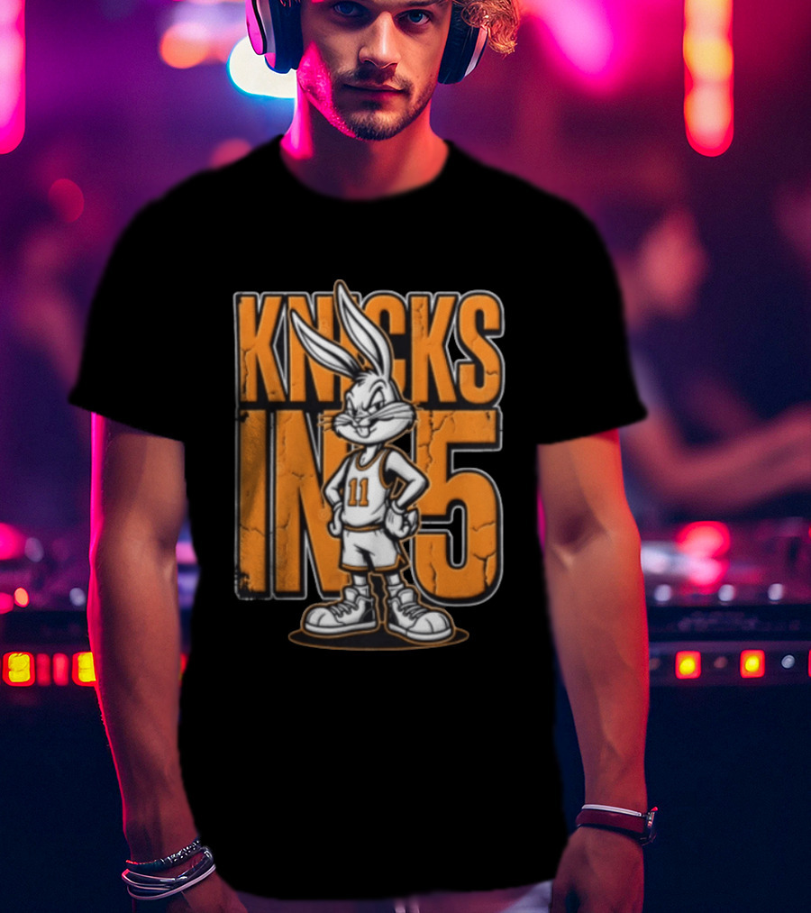Jalen Brunson Knicks In 5 Bugs Bunny Basketball Cartoon T-Shirt