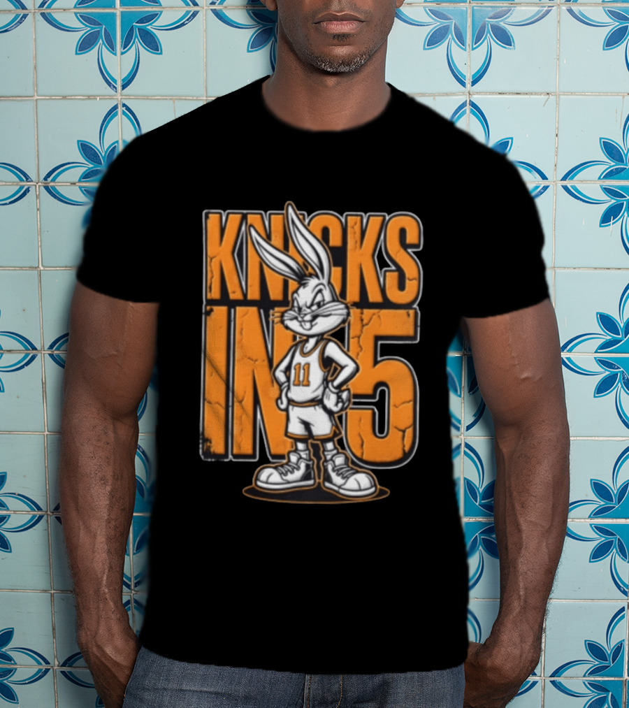 Jalen Brunson Knicks In 5 Bugs Bunny Basketball Cartoon T-Shirt