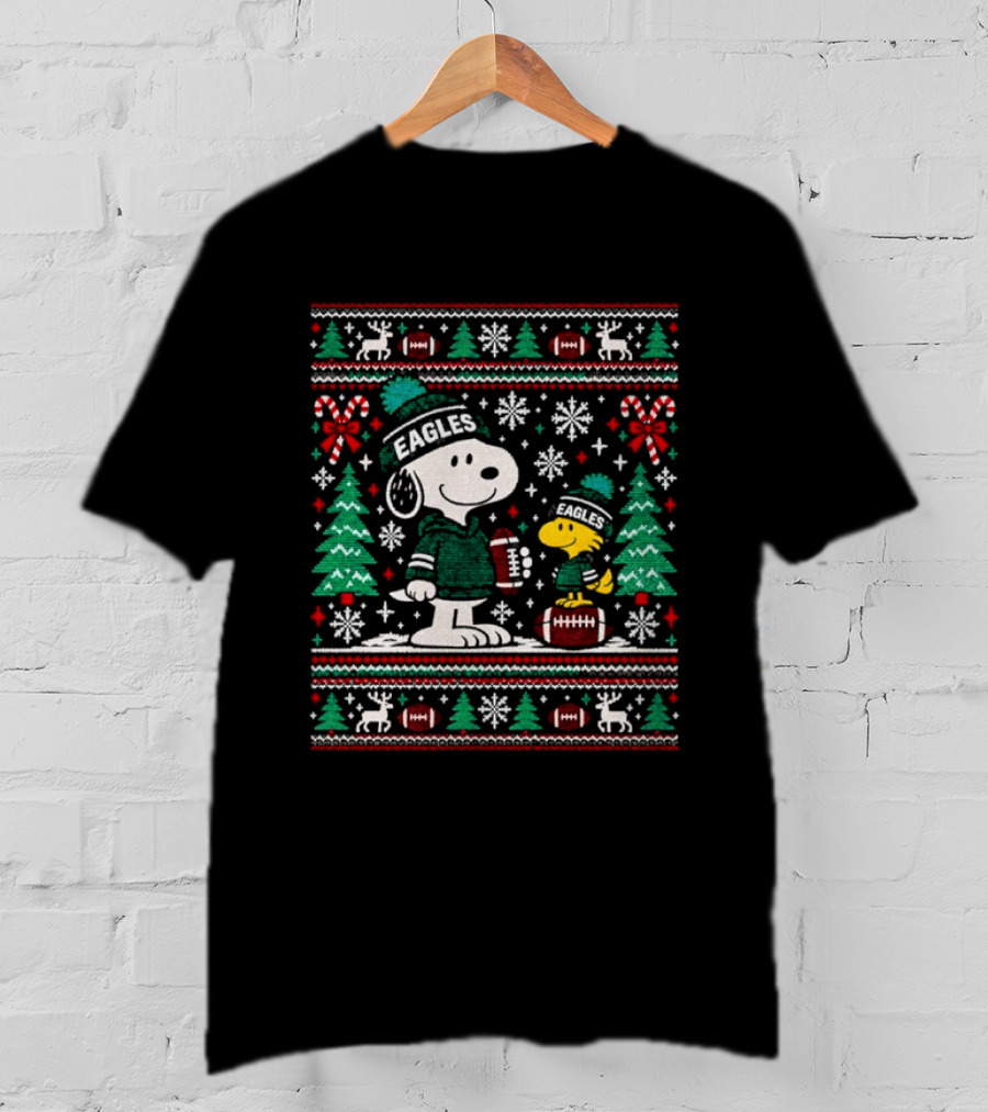 Snoopy Woodstock Philadelphia Eagles Holiday Football Christmas Sweater T-Shirt