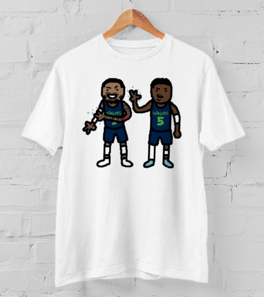 Anthony Edwards Jaden McDaniels Timberwolves 5 Pixel Players T-Shirt