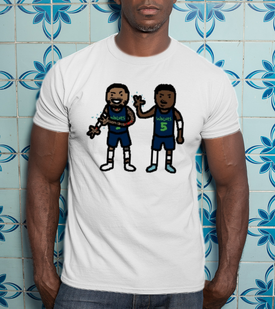 Anthony Edwards Jaden McDaniels Timberwolves 5 Pixel Players T-Shirt