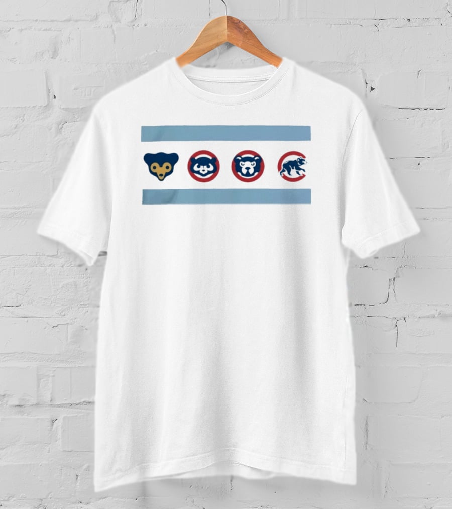 Chicago Cubs Heritage Bear History Chicago Flag Stripe Baseball T-Shirt