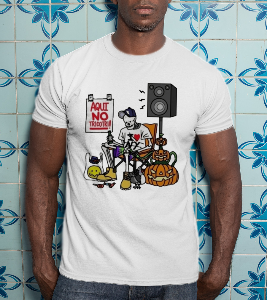 I Love New York Aqui No Tricotri Skeleton Halloween Pumpkin Speaker Chair T-Shirt