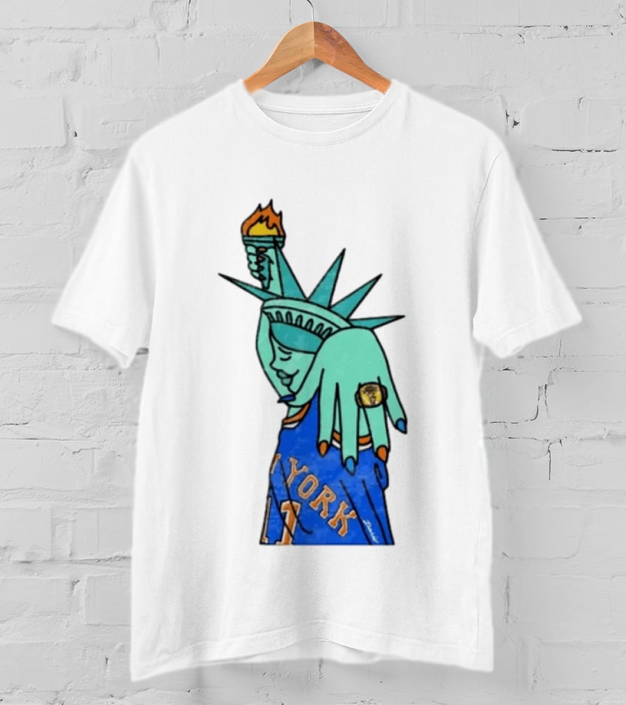 Jalen Brunson New York Knicks Liberty Statue Basketball Fan T-Shirt