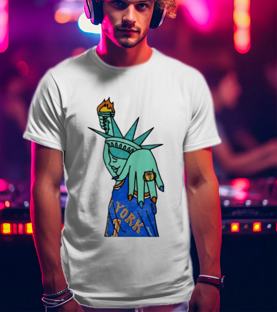 Jalen Brunson New York Knicks Liberty Statue Basketball Fan T-Shirt