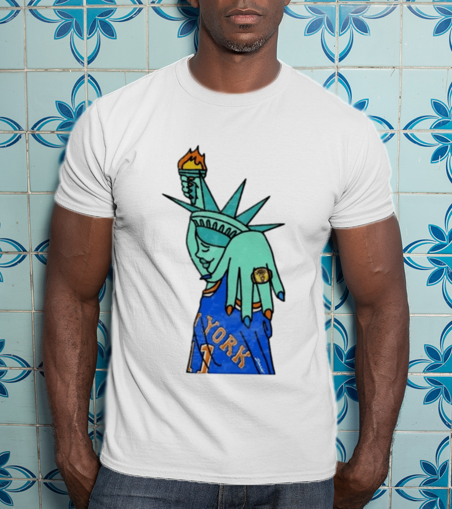 Jalen Brunson New York Knicks Liberty Statue Basketball Fan T-Shirt