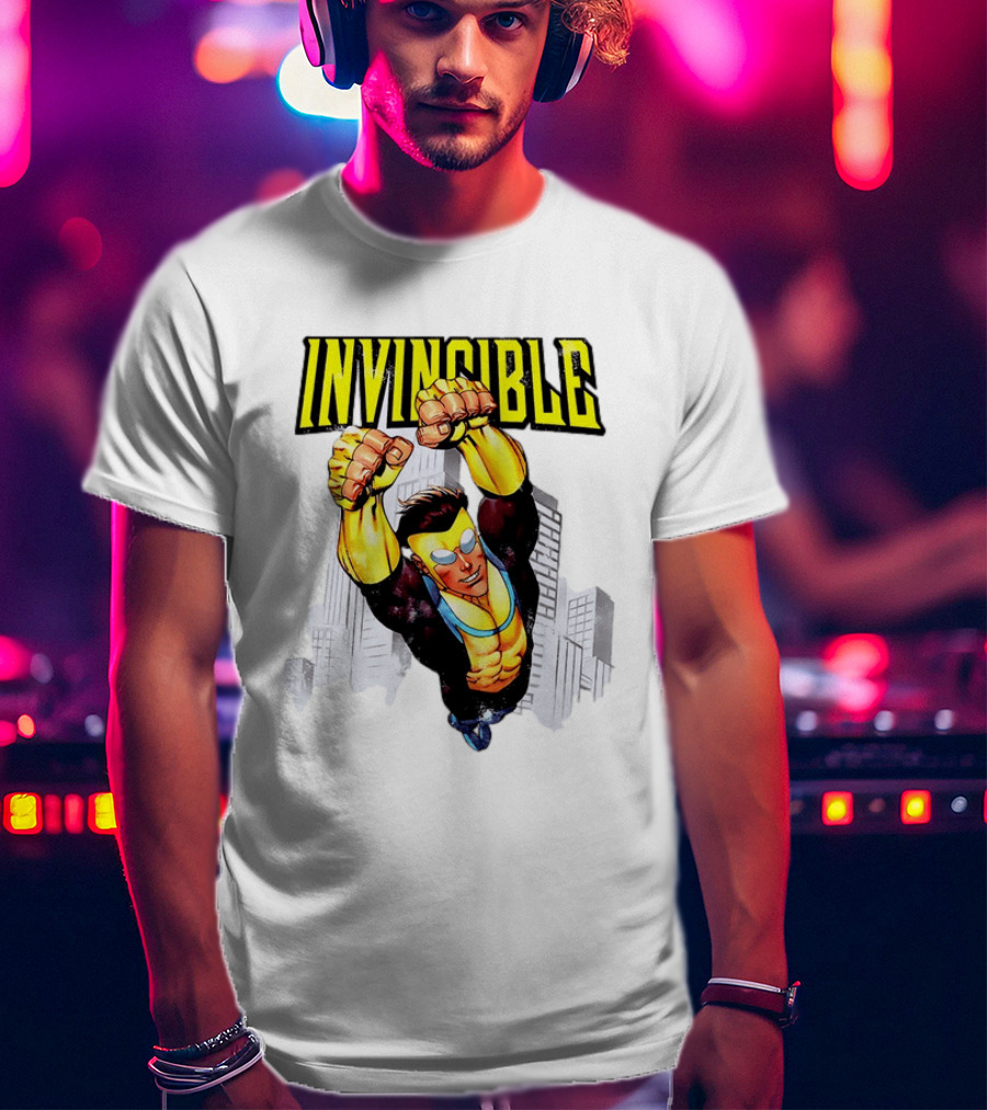 Invincible Mark Grayson Superhero Flying Action Pose T-Shirt