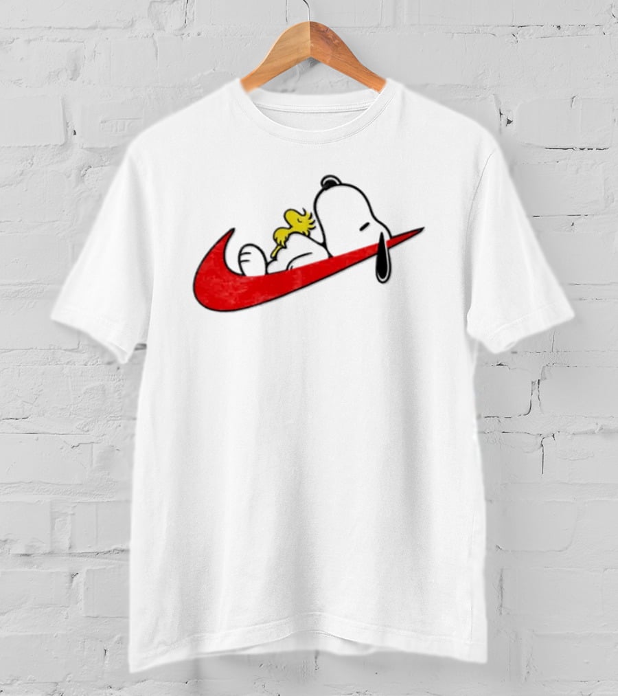 Snoopy Woodstock Resting Red Swoosh T-Shirt