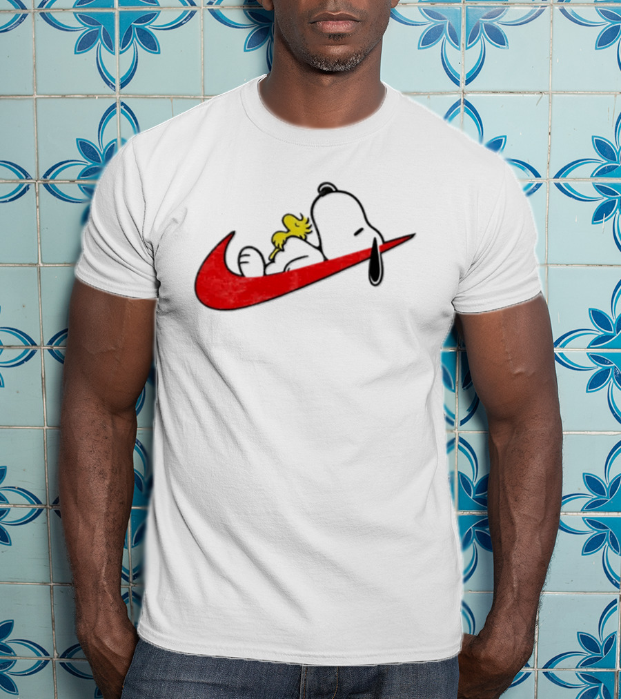 Snoopy Woodstock Resting Red Swoosh T-Shirt