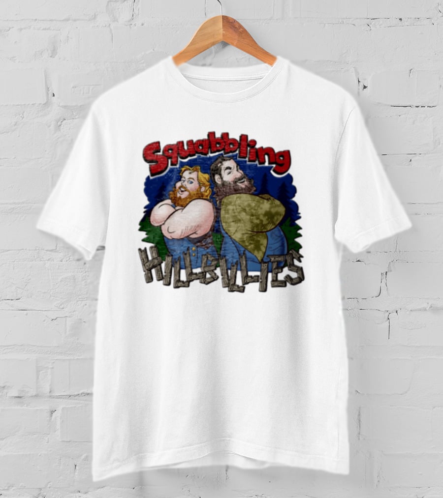 Squabbling Hillbillies Cartoon Duo In Rustic T-Shirt