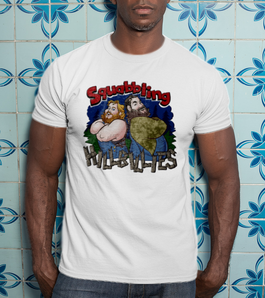 Squabbling Hillbillies Cartoon Duo In Rustic T-Shirt