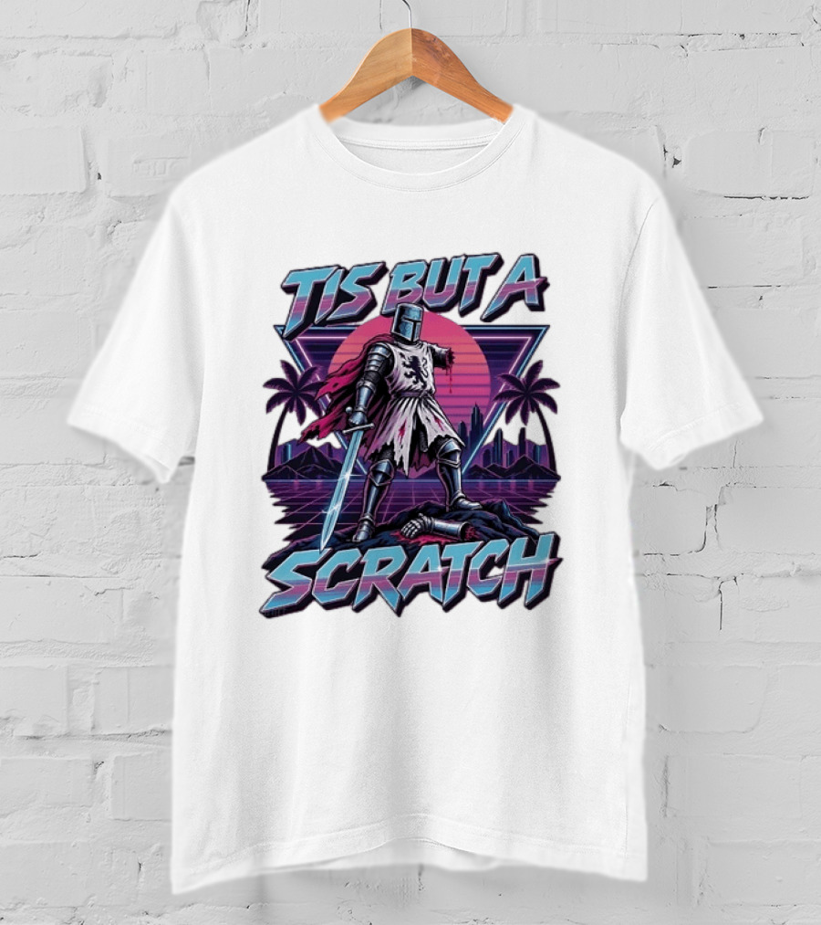 Tis But A Scratch Monty Python Knight Retro Synthwave T-Shirt