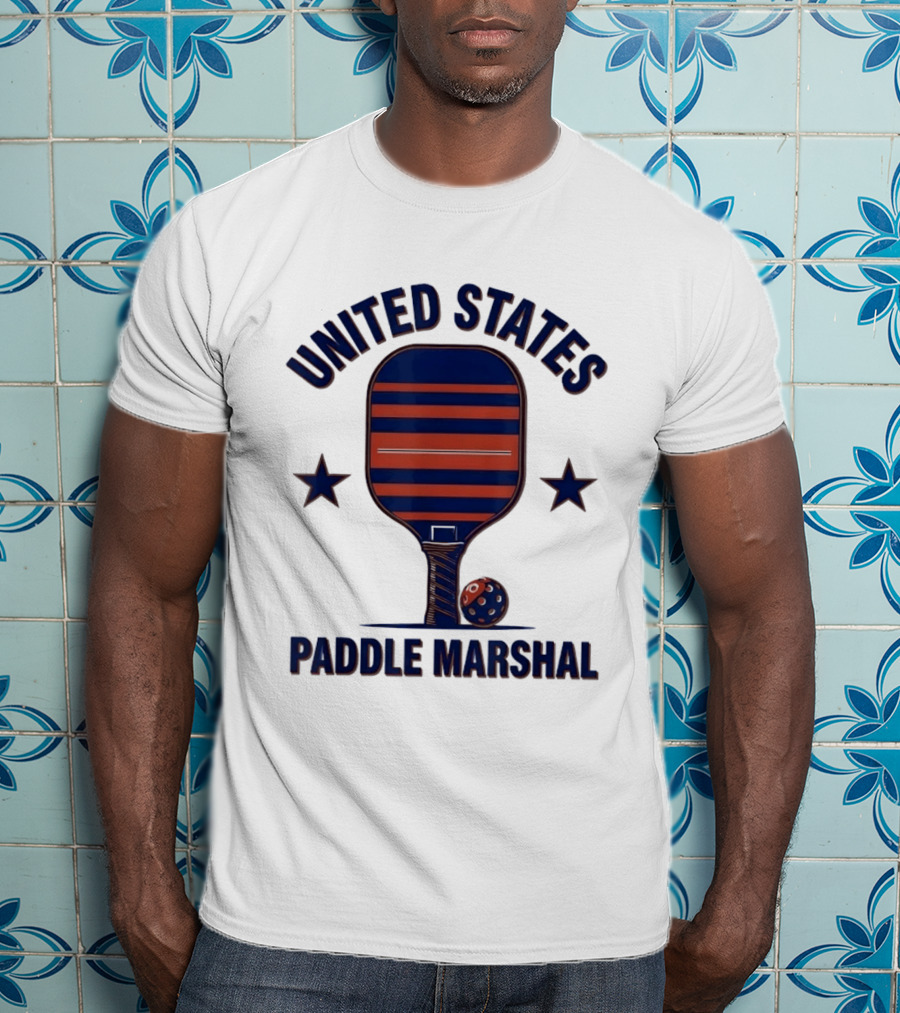 United States Paddle Marshal Pickleball Patriotic Paddle T-Shirt