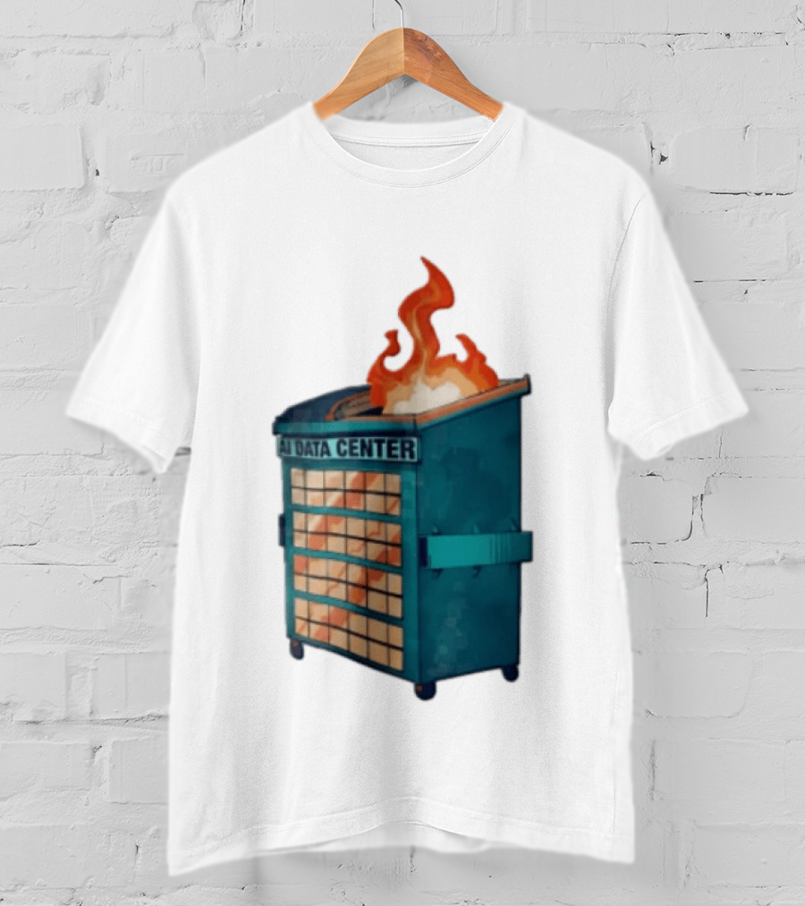 AI Data Center Dumpster On Fire Retro Internet Meme T-Shirt