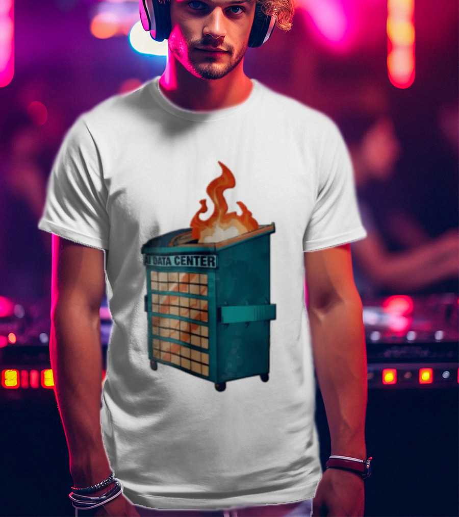 AI Data Center Dumpster On Fire Retro Internet Meme T-Shirt