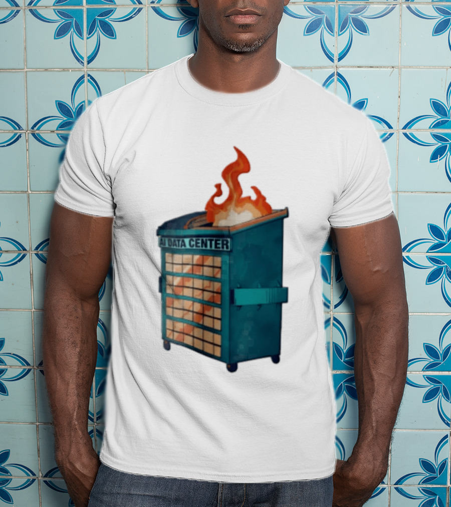 AI Data Center Dumpster On Fire Retro Internet Meme T-Shirt