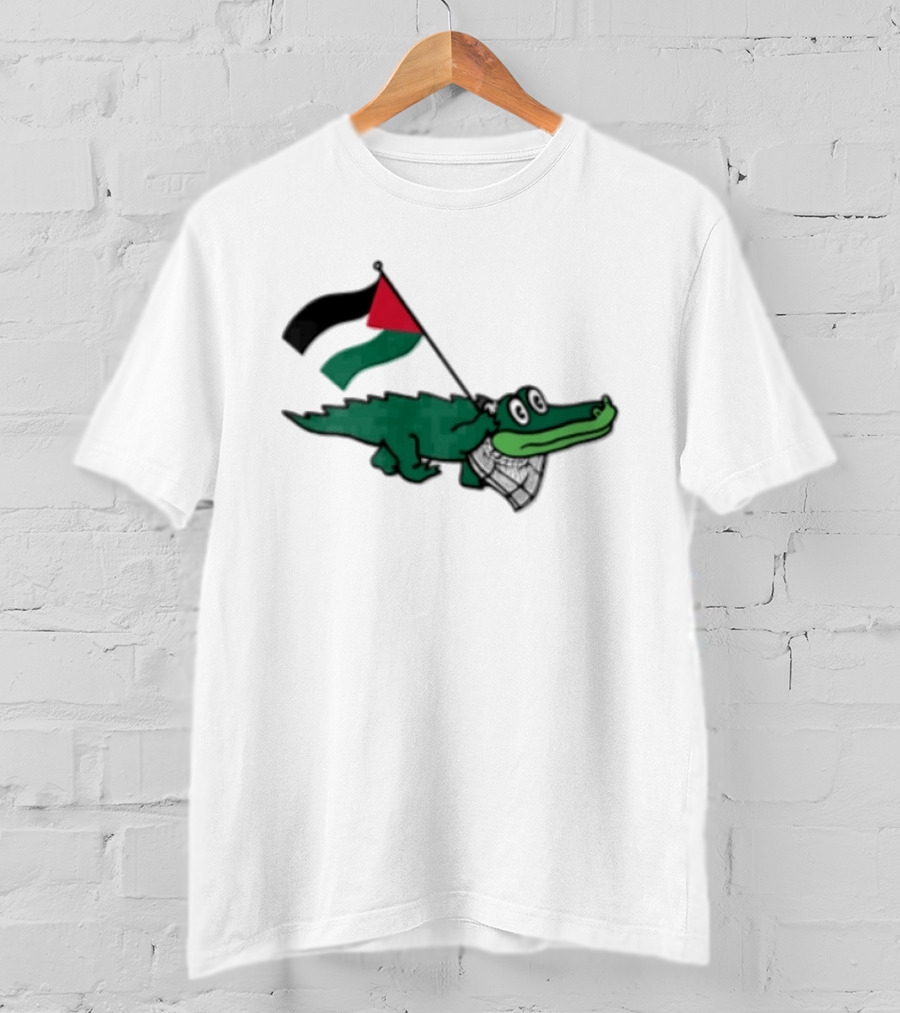 Alligator With Keffiyeh And Red Black Green Flag T-Shirt