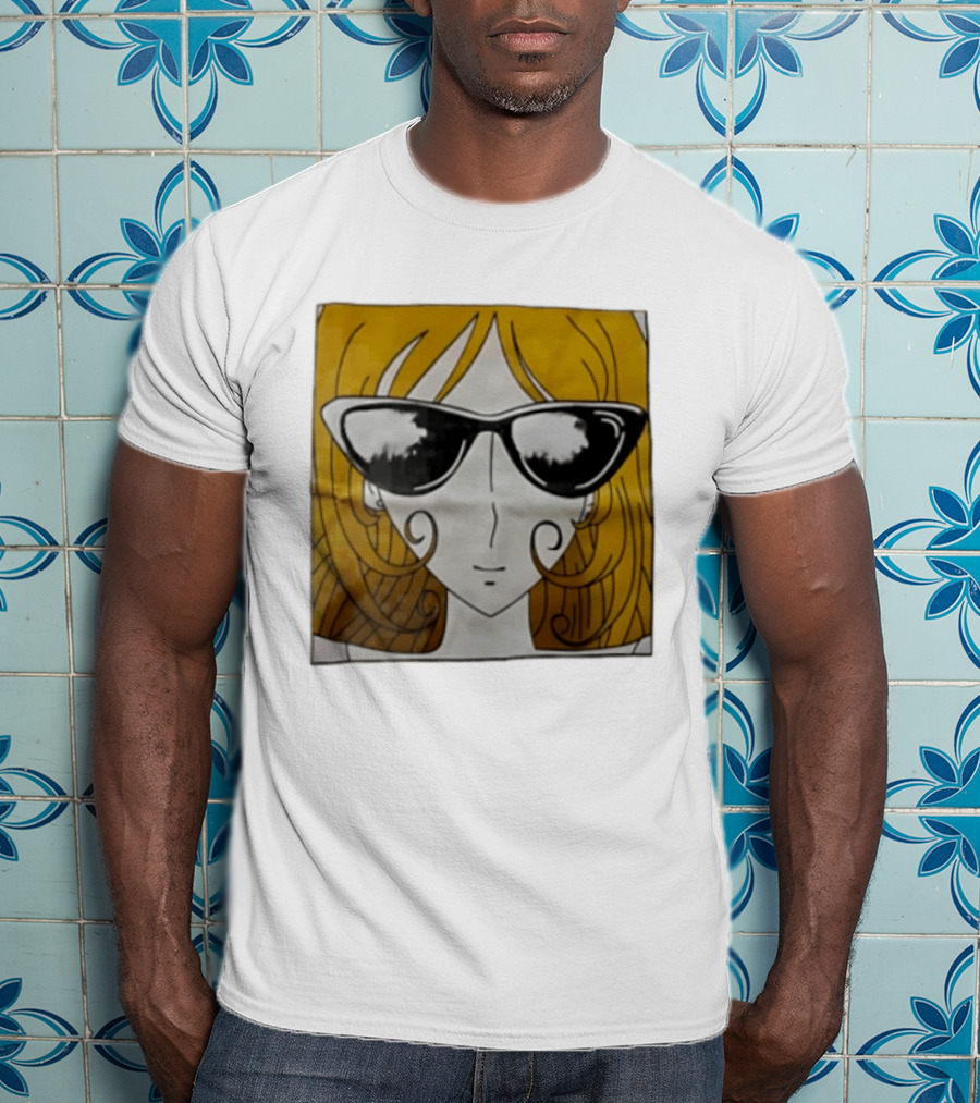 Anime Girl Yellow Hair Sunglasses Retro Chic T-Shirt