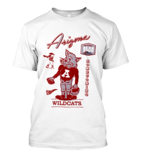 Arizona Wildcats 100 Years Bear Down Football Wildcat Holding Helmet T-Shirt