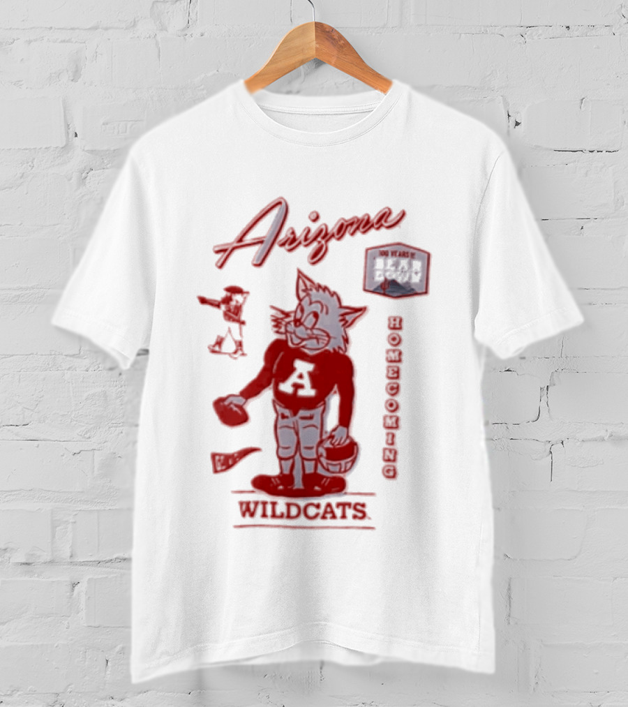 Arizona Wildcats 100 Years Bear Down Football Wildcat Holding Helmet T-Shirt