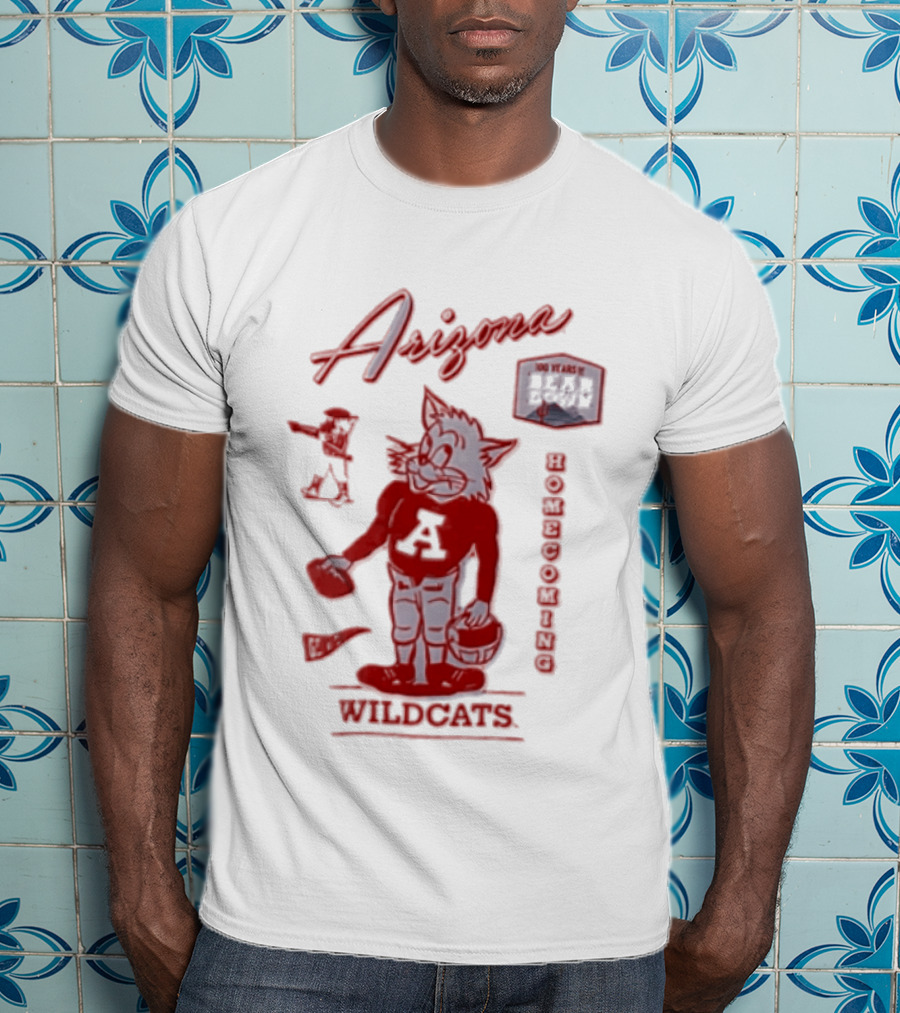 Arizona Wildcats 100 Years Bear Down Football Wildcat Holding Helmet T-Shirt