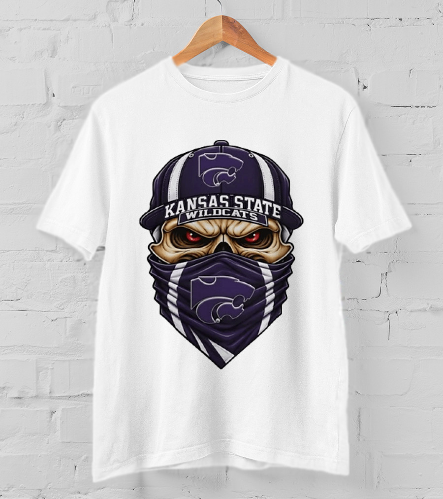 Kansas State Wildcats Skull K State Hat Bandana T-Shirt