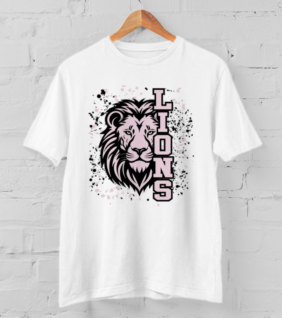 Lion Paint Splatter Lions Head Sports Team T-Shirt