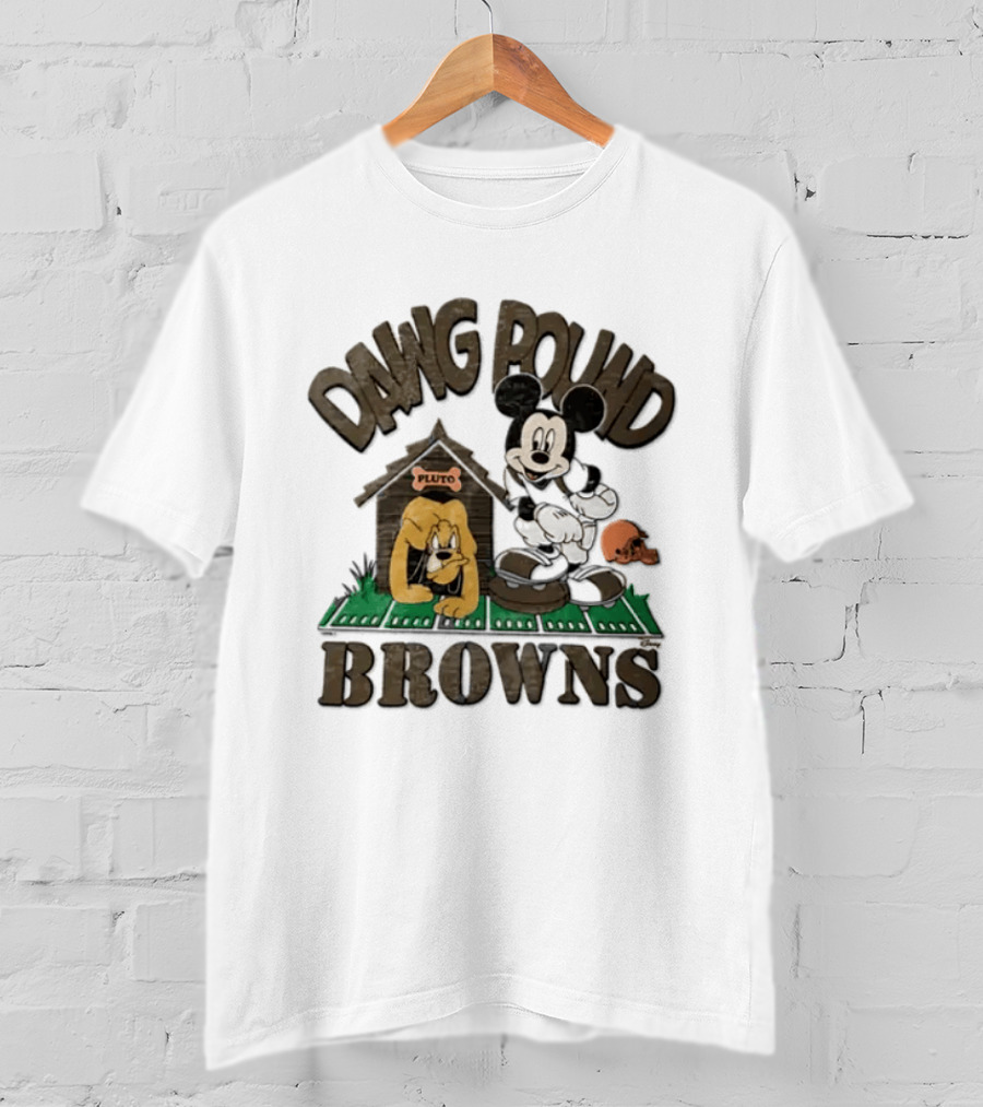 Mickey Mouse Pluto Dawg Pound Cleveland Browns T-Shirt