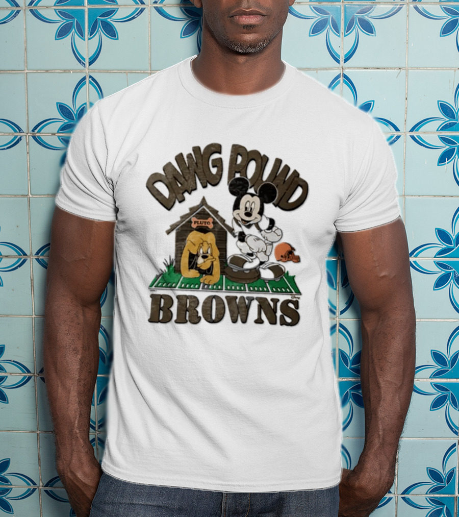 Mickey Mouse Pluto Dawg Pound Cleveland Browns T-Shirt
