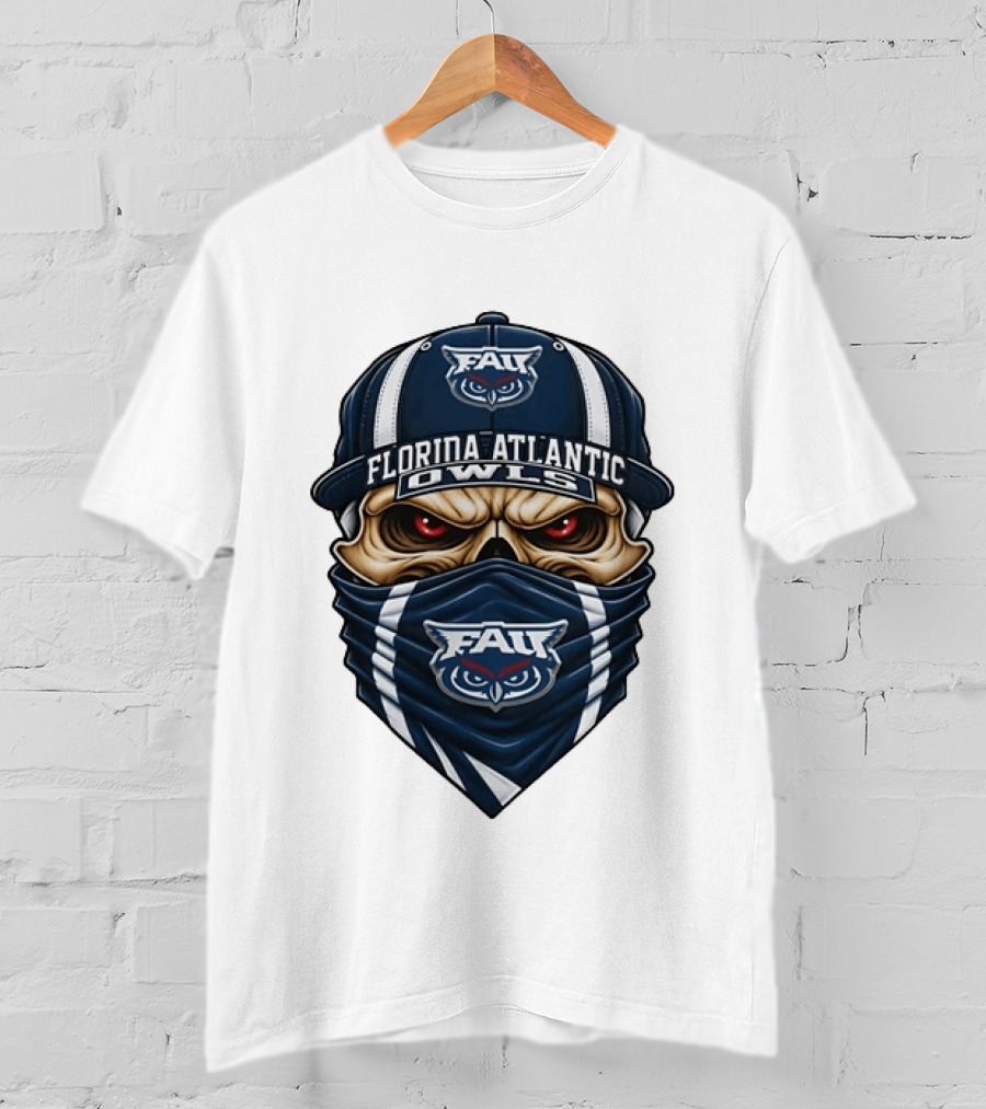 Florida Atlantic Owls Skull FAU NCAA Fan Gear T-Shirt