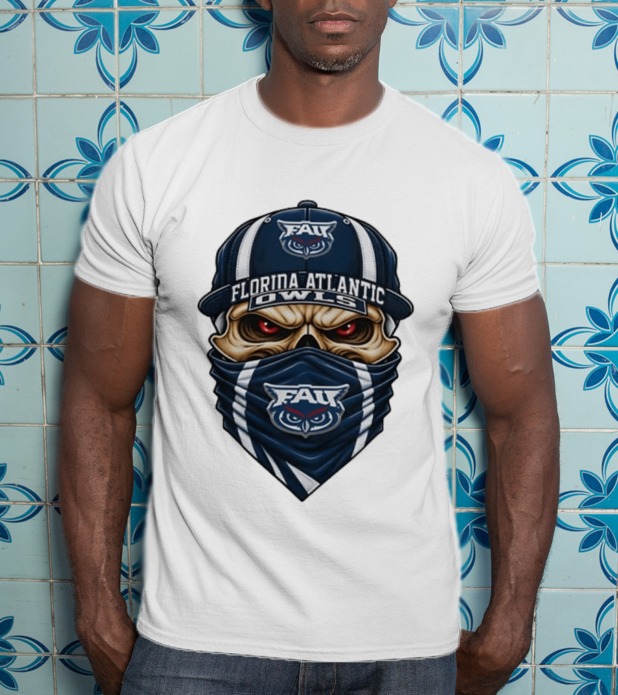 Florida Atlantic Owls Skull FAU NCAA Fan Gear T-Shirt