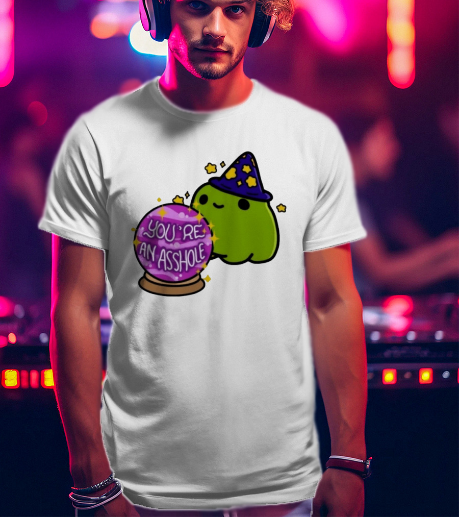 Frog Wizard Starry Hat Crystal Ball You're An Asshole T-Shirt