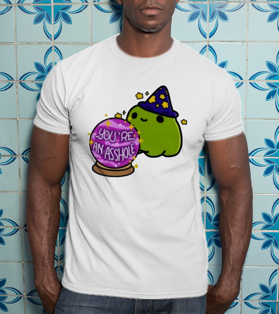 Frog Wizard Starry Hat Crystal Ball You're An Asshole T-Shirt