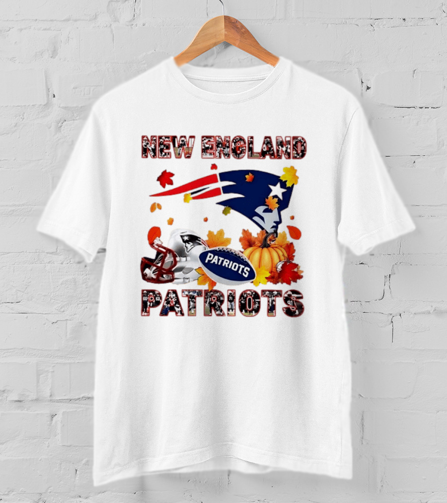 New England Patriots Autumn Leaf Football Celebration 2026 T-Shirt