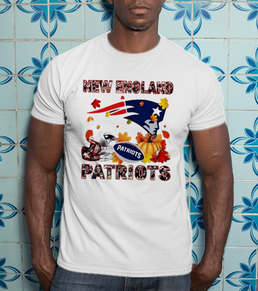 New England Patriots Autumn Leaf Football Celebration 2026 T-Shirt